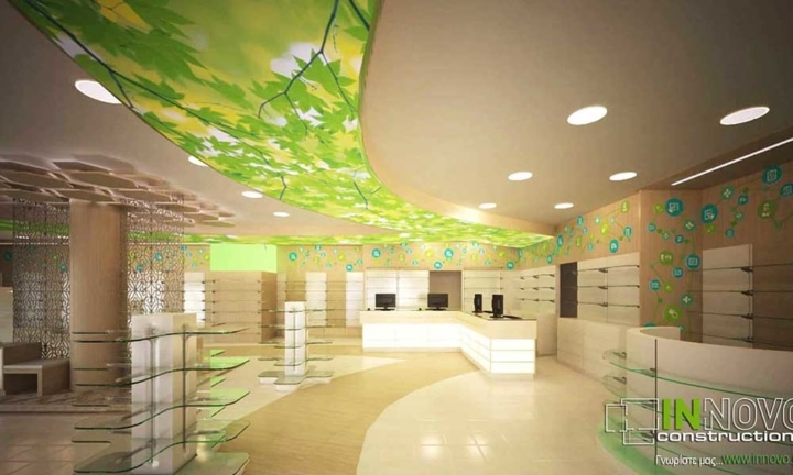 การออกแบบร้านขายยาโทนสีเขียว